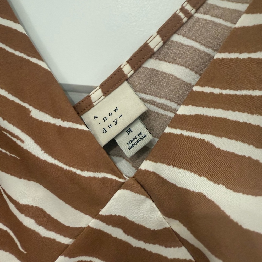 A New Day Tan and Cream Animal Print Blouse